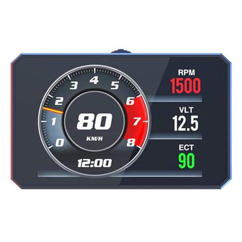 MOMOTOU P16 OBD2 HUD Head-Up Display Bordcomputer LCD-Bildschirm Tachometer Fahrzeugdiagnosetool Wassertemperaturmesser Motordrehzahl Sicherheitsalarme (P16) von MOMOTOU