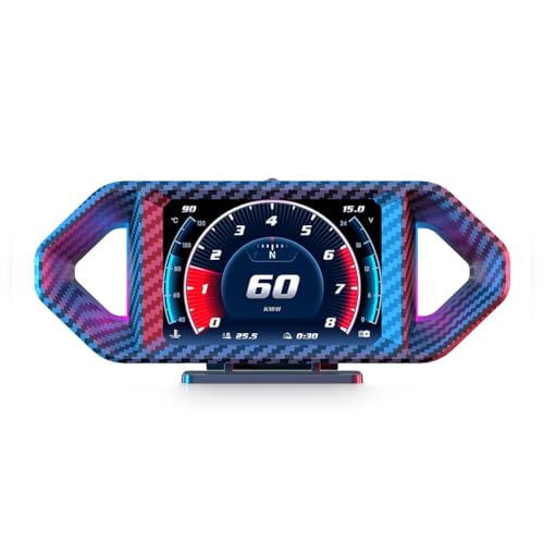 MOMOTOU P26 Auto HUD Tachometer OBD + GPS Dual System Multi Daten Heads Up Display Turbo Drehzahlalarm Inclinometro Auto Diagnosewerkzeug (Carbonfaser-Muster) von MOMOTOU