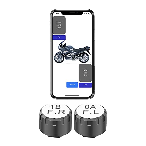 Reifendrucksensoren 5.0 Bluetooth-kompatibel TPMS 5 Alarm Modi Reifendrucküberwachungssystem Externer Sensor für Android/iOS Auto Motorrad (2 Stück) von MOMOTOU