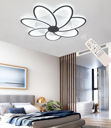 LED Deckenleuchte Dimmbare Deckenlampe Mit Fernbedienung App (Mit Memory Funktion) Moderne Wohnraumleuchte Schlafzimmerleuchte Geeignet FüR Deckenbeleuchtung Kronleuchter (Schwarz und weiß, 6) von MOMOYY