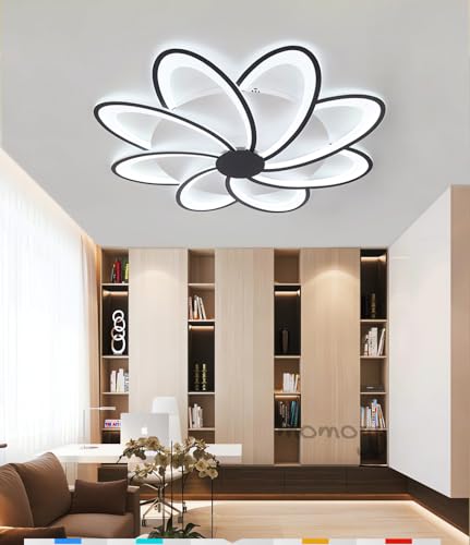 LED Deckenleuchte Dimmbare Deckenlampe Mit Fernbedienung App (Mit Memory Funktion) Moderne Wohnraumleuchte Schlafzimmerleuchte Geeignet FüR Deckenbeleuchtung Kronleuchter (Schwarz und weiß, 8) von MOMOYY