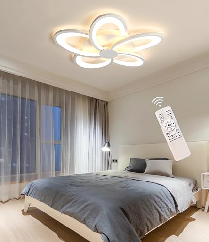 LED Deckenleuchte Dimmbare Deckenlampe Mit Fernbedienung App (Mit Memory Funktion) Moderne Wohnraumleuchte Schlafzimmerleuchte Geeignet FüR Deckenbeleuchtung Kronleuchter (Weiß, 5) von MOMOYY