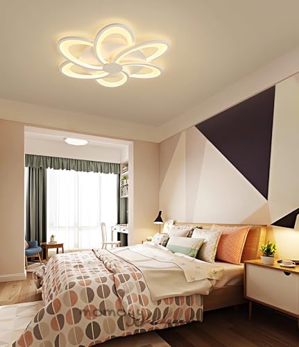 LED Deckenleuchte Dimmbare Deckenlampe Mit Fernbedienung App (Mit Memory Funktion) Moderne Wohnraumleuchte Schlafzimmerleuchte Geeignet FüR Deckenbeleuchtung Kronleuchter (Weiß, 6) von MOMOYY