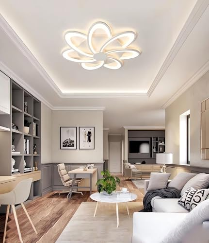 LED Deckenleuchte Dimmbare Deckenlampe Mit Fernbedienung App (Mit Memory Funktion) Moderne Wohnraumleuchte Schlafzimmerleuchte Geeignet FüR Deckenbeleuchtung Kronleuchter (Weiß, 7) von MOMOYY