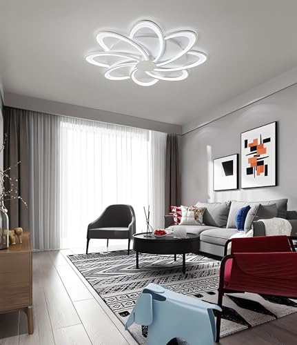 LED Deckenleuchte Dimmbare Deckenlampe Mit Fernbedienung App (Mit Memory Funktion) Moderne Wohnraumleuchte Schlafzimmerleuchte Geeignet FüR Deckenbeleuchtung Kronleuchter (Weiß, 8) von MOMOYY