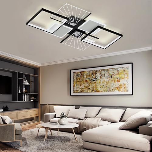 MOMOYY 43,31 Zoll GroßE,Intelligente Deckenlampe,Dimmbar,Moderne LED-Deckenleuchte,Deckenbeleuchtung Mit Fernbedienung,Metall-Acryl-Leuchten FüR Wohnzimmer,Schlafzimmer,KüChe (A, 110cm) von MOMOYY
