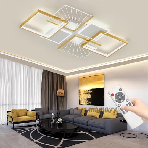 MOMOYY 43,31 Zoll GroßE,Intelligente Deckenlampe,Dimmbar,Moderne LED-Deckenleuchte,Deckenbeleuchtung Mit Fernbedienung,Metall-Acryl-Leuchten FüR Wohnzimmer,Schlafzimmer,KüChe (B, 110cm) von MOMOYY
