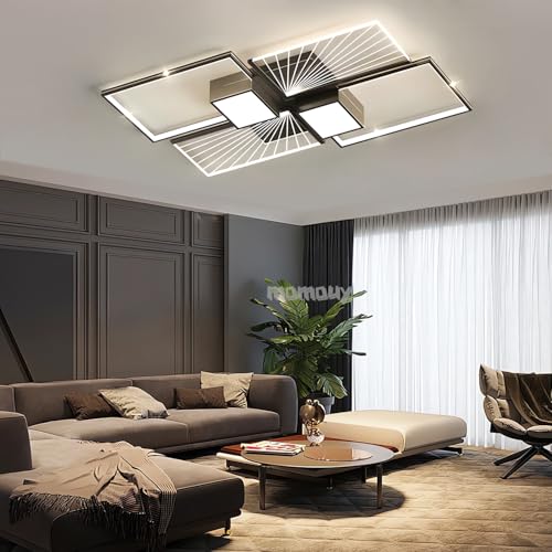 MOMOYY 43,31 Zoll GroßE,Intelligente Deckenlampe,Dimmbar,Moderne LED-Deckenleuchte,Deckenbeleuchtung Mit Fernbedienung,Metall-Acryl-Leuchten FüR Wohnzimmer,Schlafzimmer,KüChe (C, 110cm) von MOMOYY