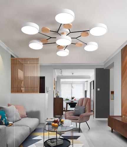 MOMOYY Dimmbare LED Deckenleuchte Mit Fernbedienung - Moderne Cartoon-Deckenlampe FüR Wohnzimmer, Schlafzimmer, Esszimmer Und Arbeitszimmer Innenbeleuchtung (Weiß, 6+1) von MOMOYY