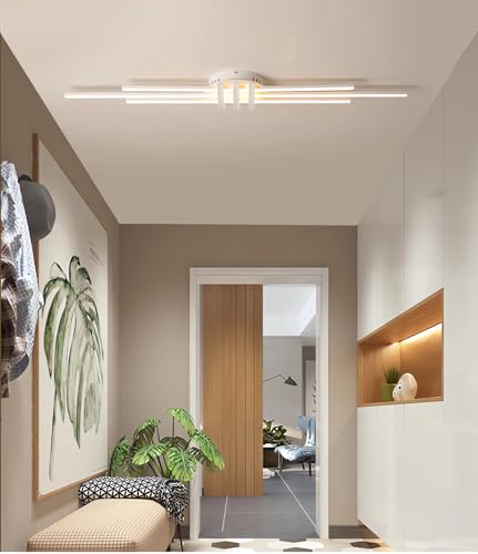 MOMOYY LED Deckenleuchte Modernes Wohnzimmer Deckenbeleuchtung Eingang Flur Licht Mit Fernbedienung Dimmbare Schlafzimmer Deckenlampe Geeignet FüR BüRo Und Esszimmer Deckenlicht (Weiß, 110cm) von MOMOYY