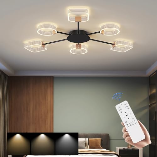 MOMOYY LED Moderne Deckenleuchte Wohnzimmer Deckenlampe Helligkeit Und Farbtemperatur Einstellbar Mit Fernbedienung Acryl-Einbauleuchte Geeignet FüR Schlafzimmer,Esszimmer,Arbeitszimmer (6) von MOMOYY