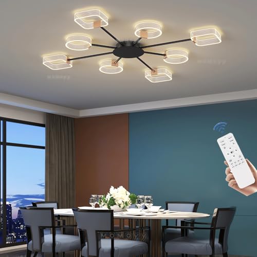 MOMOYY LED Moderne Deckenleuchte Wohnzimmer Deckenlampe Helligkeit Und Farbtemperatur Einstellbar Mit Fernbedienung Acryl-Einbauleuchte Geeignet FüR Schlafzimmer,Esszimmer,Arbeitszimmer (8) von MOMOYY