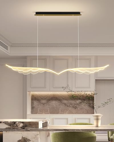 MOMOYY Moderner LED-Kronleuchter Verstellbares Golden Wave Design mit Fernbedienung, dimmbare Beleuchtung für Esszimmer, Wohnzimmer, Schlafzimmer und Küche (A) von MOMOYY