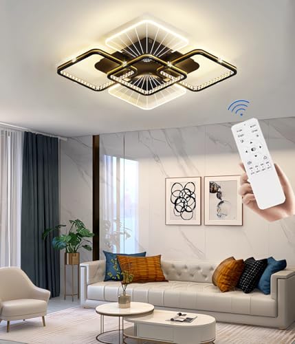 Moderne LED Deckenleuchte Dimmbar FüR Schlafzimmer 3000k-6000k Wohnzimmerleuchte Mit Fernbedienung Metall-Acryl-Pendelleuchte FüR InnenräUme 50cm KüChen Und Esszimmerbeleuchtung Lampe (Quadratisch) Moderne LED Deckenleuchte Dimmbar FüR Schlafzimmer 3000k-6000k Wohnzimmerleuchte Mit Fernbedienung Metall-Acryl-Pendelleuchte FüR InnenräUme 50cm KüChen Und Esszimmerbeleuchtung Lampe (Quadratisch) von MOMOYY