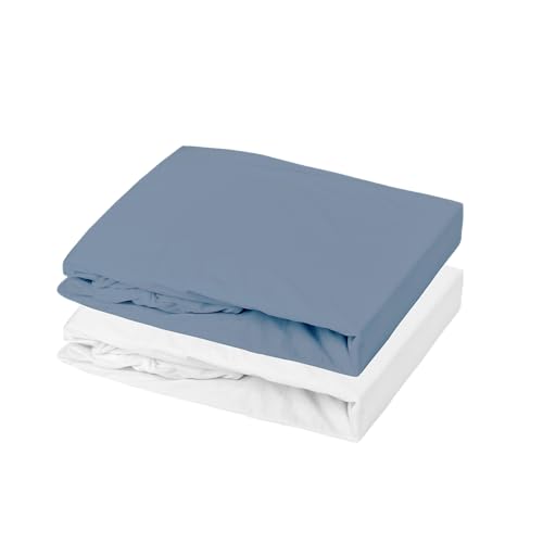 Mon P Dodo Set mit 1 ALESE PU + 1 Spannbettlaken, Weiß/Ozean, 60 x 120 cm von DODO