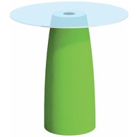 Couchtisch Break Cromia aus Harz mit Glasplatte für den Außenbereich Made in Italy Einfarbig Ø 70 cm -Grün / 70 cm von MONACIS