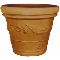 Vase Festone mit Doppelrand, rund, aus Harz, mit Dekoration für den Außenbereich Made in Italy. -Terrakotta / 40 cm von MONACIS