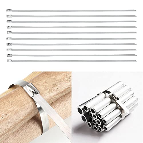 100Pcs 304# Edelstahl Kabelbinder 4.6mm Heavy Duty Selbstsichernde Kabelbinder Mehrzweck Metall Auspuff Wrap Locking Ties,30cm x100pcs,100pcs von MONAQI