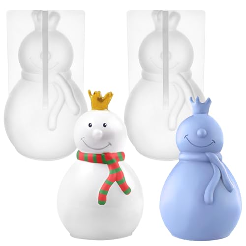 MONCAP 2 Stück 3D Schneemann Silikonform Weihnachten Schneemann Kerzenform Weihnachten Schneemann Gießform Schneemann Kerzengießform für Seife Kerze Aromasteinen DIY Winter Weihnachtsdeko von MONCAP