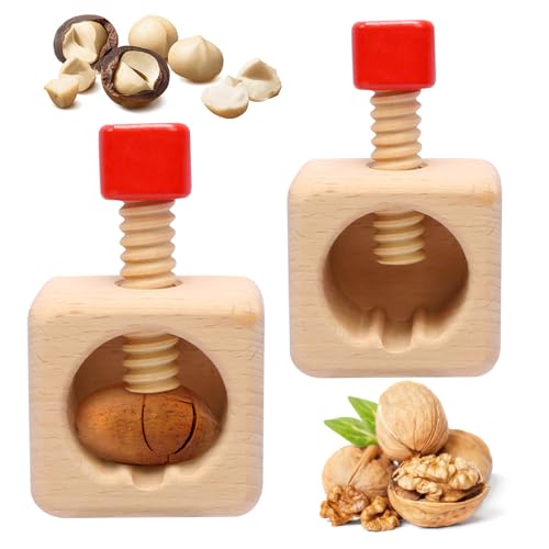 MONCAP 2 Stück Nussknacker Walnüsse Holz Walnussknacker Haselnussknacker Nussknacker aus natürlichem Buchenholz Multifunktionaler Nussknacker Geeignet zum Schälen von Walnüssen Haselnüsse Mandeln von MONCAP
