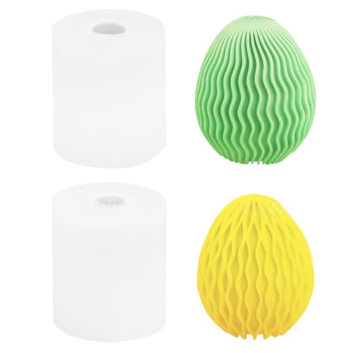 MONCAP 2 Stück Silikonform Ostern Eier Gießform Hase Kerzenform mit Streifen für Seife Kerzen Gips Epoxidharz Ostergeschenke von MONCAP