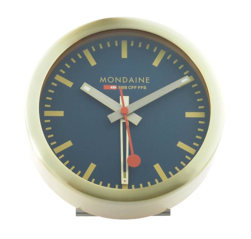 MONDAINE Tischuhr A997.MCAL.46SBG SBB MINICLOCK ALARM 126 mm Ø Neu von MONDAINE