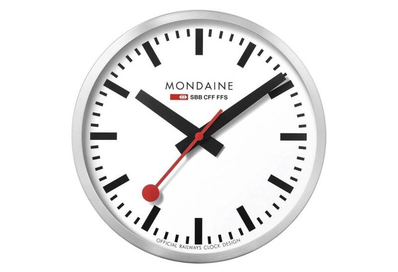 MONDAINE Wanduhr Groß Silberfarben/Weiß 40 cm von MONDAINE