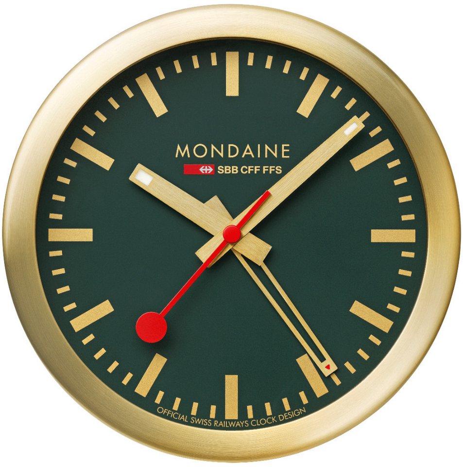 MONDAINE Wanduhr Mondaine A997.MCAL.66SBG.1 gold-grüne mini Wanduhr Tischuhr & Wecker MONDAINE Wanduhr Mondaine A997.MCAL.66SBG.1 gold-grüne mini Wanduhr Tischuhr & Wecker von MONDAINE