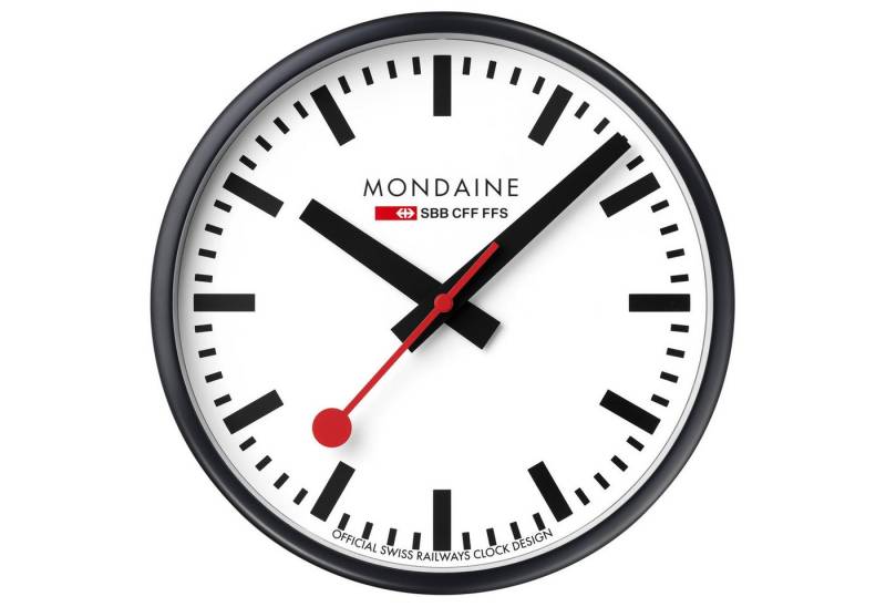 MONDAINE Wanduhr Quarz 25 cm Schwarz/Weiß von MONDAINE