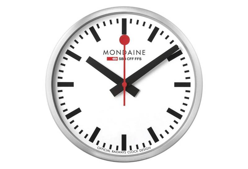 MONDAINE Wanduhr WiFi stop2go Silberfarben/Weiß 25 cm von MONDAINE