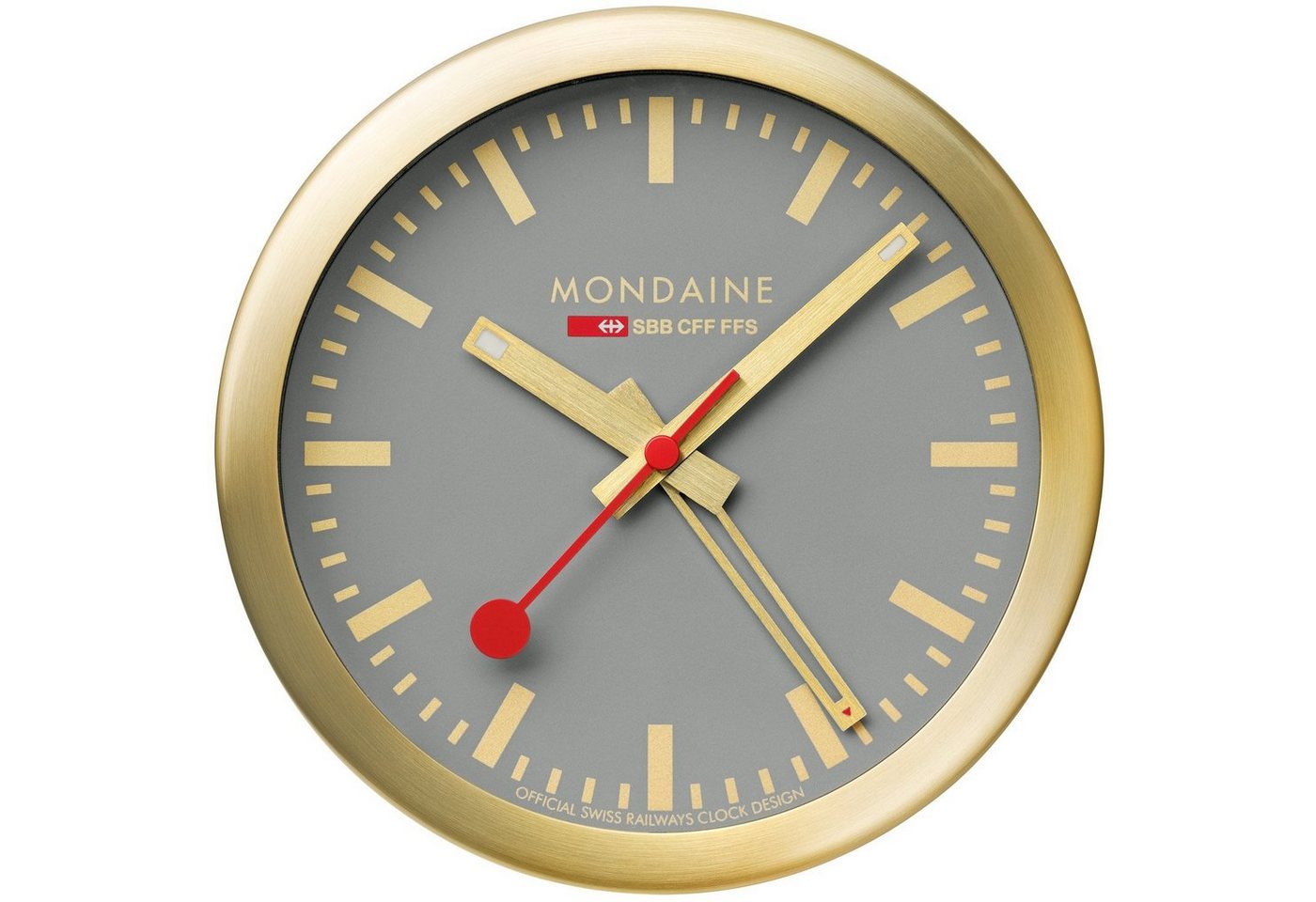 MONDAINE Wanduhr und Wecker Goldfarben/Grau 12,5 cm von MONDAINE