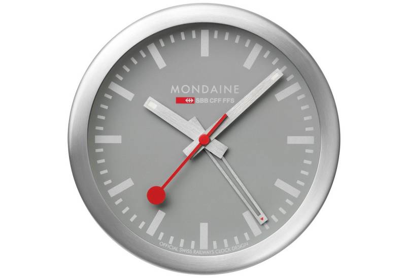 MONDAINE Wanduhr und Wecker Silberfarben/Grau 12,5 cm von MONDAINE