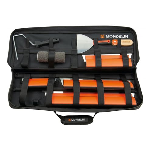 Mondelin - Textilkoffer mit 4 Ergo-Klingen – 1 Trockenmesser aus 2 Materialien 152 mm – 1 Rolle für Spachtel 18 cm – 1 Helismesser – leichtes Textilmaterial von MONDELIN