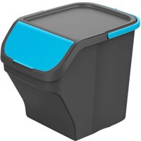 Wertstoffbehälter deMondex Stack N' Sort Blau Grau 25 L Stapelbar mit Deckel 40 x 30 x 34 cm - Marke: Mondex - EAN: 8053687881495 von MONDEX
