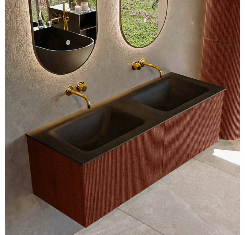 MONDIAZ Waschtisch set curve gerundet echtholz 130 cm Ruby KRVCLO1302L0D0KDRubUrb von MONDIAZ