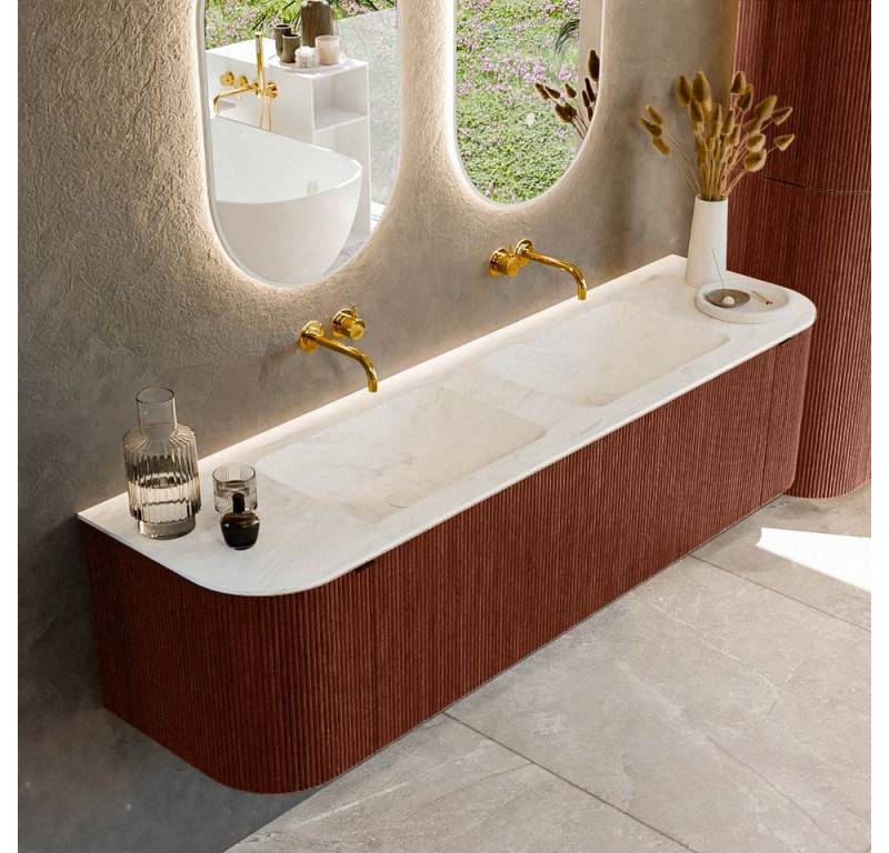 MONDIAZ Waschtisch set curve gerundet echtholz 170 cm Ruby KRVLEA170LR1L2D0KDRubOpa (Set Serie Curve, Waschbecken Serie Coff, ohne Lochbohrung) von MONDIAZ
