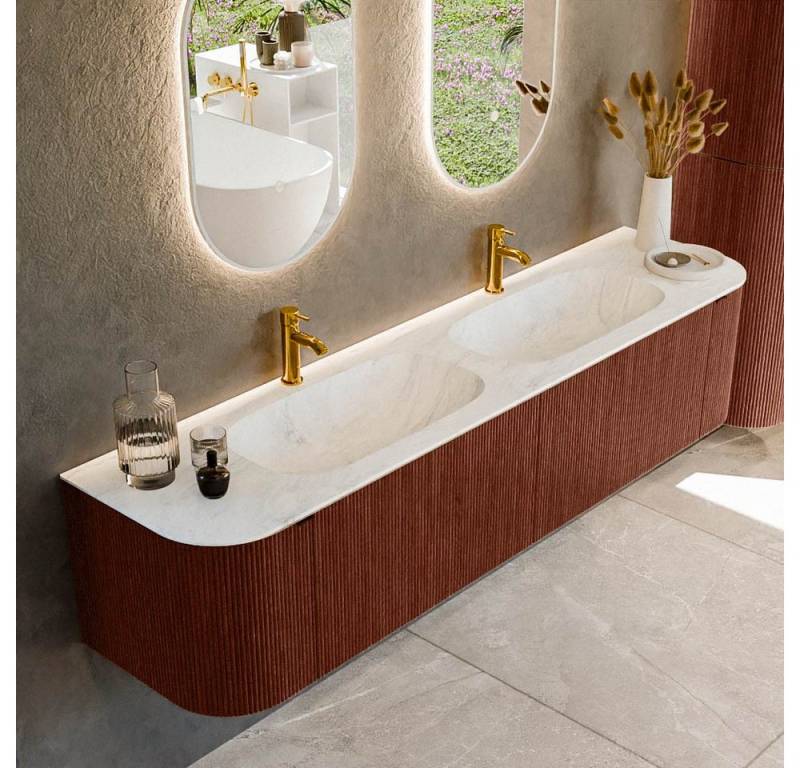 MONDIAZ Waschtisch set curve gerundet echtholz 190 cm Ruby KRVSTS190LR2L2D2KDRubOpa von MONDIAZ