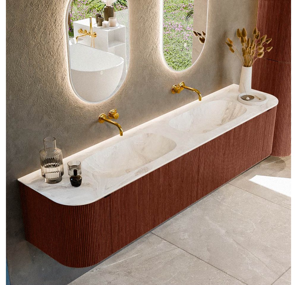 MONDIAZ Waschtisch set curve gerundet echtholz 200 cm Ruby KRVSTS200LR2L2D0KDRubFra MONDIAZ Waschtisch set curve gerundet echtholz 200 cm Ruby KRVSTS200LR2L2D0KDRubFra von MONDIAZ