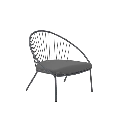 Mondo Viro Gartensessel aus Metall, "Aria", stapelbarer Lounge-Stuhl, 82 x 86 cm, 87 cm (antikes Grau - Anthrazit) von MONDO VIRO un mondo a casa tua