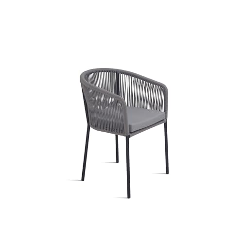Mondo Viro Moderner Seilstuhl "Joan", gepolsterter Sitz für Wohnzimmer, 55 x 56 x 78 cm (4, Hellgrau) von MONDO VIRO un mondo a casa tua