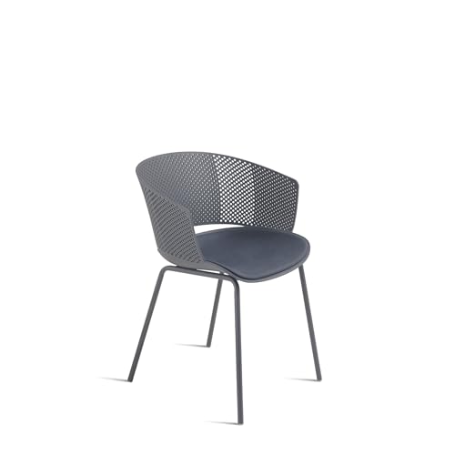 Mondo Viro Moderner Stuhl aus Polypropylen "Cutolo" mit gepolsterter Sitzfläche für Wohnzimmer (8, Dunkelgrau) von MONDO VIRO un mondo a casa tua