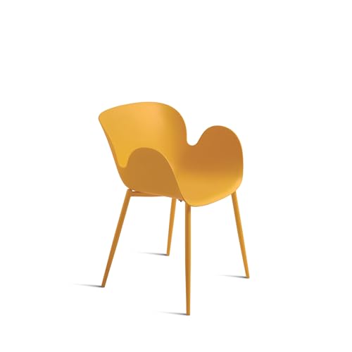 Mondo Viro Moderner Stuhl aus Polypropylen "Fluo" mit Gestell aus lackiertem Metall, 53 x 56 cm, Höhe 80 cm (4, Gelb) von MONDO VIRO un mondo a casa tua