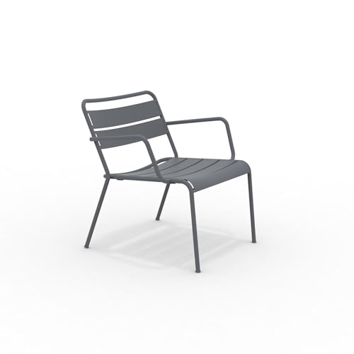 Mondo Viro Niedriger Sessel aus lackiertem Metall, "Twist", Gartenstuhl, 69 x 70 cm, 72 cm (Antikgrau) von MONDO VIRO un mondo a casa tua