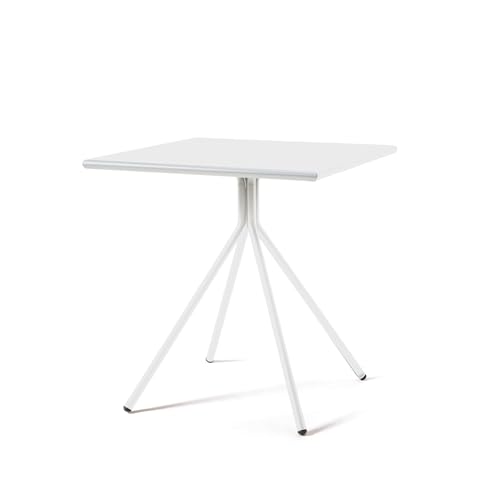 Mondo Viro Quadratischer Tisch aus verzinktem Metall "Twist" für den Garten, Höhe 75 cm (mittelgroß - 70 x 70 cm, 75 h, weiß geprägt) von MONDO VIRO un mondo a casa tua