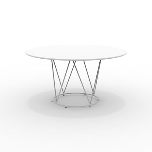 Mondo Viro Runder Tisch aus verzinktem Metall mit Sockel "Daisy" für den Garten, zerlegbar (Maxi - cm Ø145x75h, weiß geprägt) von MONDO VIRO un mondo a casa tua