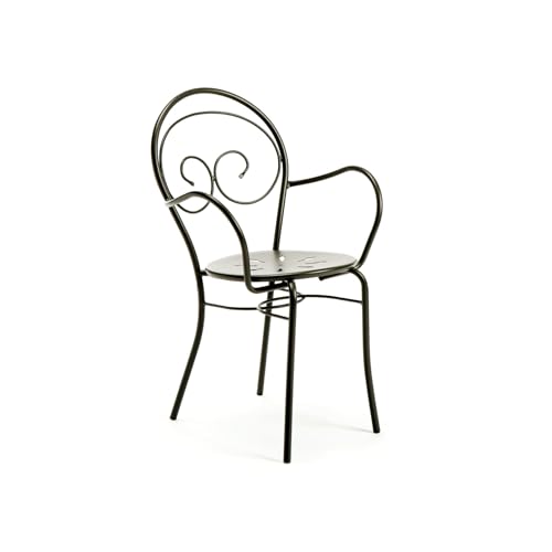 Mondo Viro Sessel aus lackiertem Metall "Mimmo", stapelbar, für den Garten, 51 x 52 cm, 89 cm (Schwarz, 4) von MONDO VIRO un mondo a casa tua