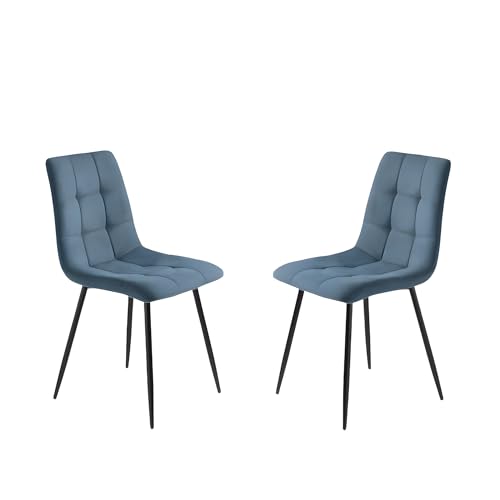 Mondo Viro Set Esszimmerstühle aus Stoff "Katerine" mit gepolsterter Sitzfläche 45 x 53 cm 88h (8, Blau/Gestell schwarz) von MONDO VIRO un mondo a casa tua