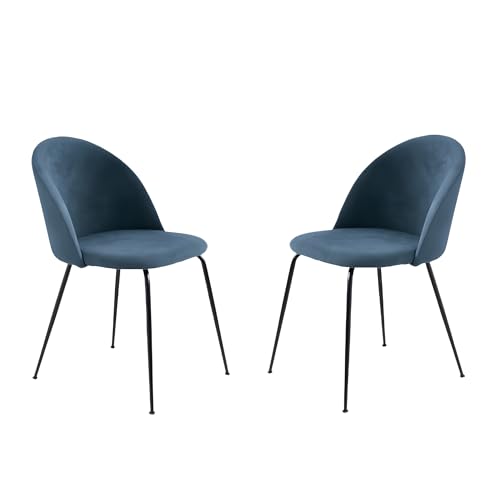 Mondo Viro Set Stühle aus Stoff "Karen" mit Polsterung 50 x 52 cm Höhe 81 cm (4, Blau/Gestell schwarz) von MONDO VIRO un mondo a casa tua