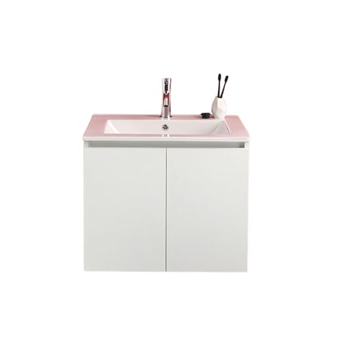MONDO VIRO Lefkada Hängender Badezimmerschrank 60 cm weiß mit 2 Türen und Waschbecken aus Keramik - Modernes und funktionales Design für Ihr Badezimmer von MONDO VIRO