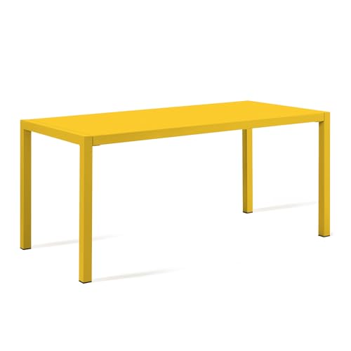 MONDO VIRO Moderner fester rechteckiger Metalltisch Quatris Garten stapelbar H 75 cm (gelb, mittel - cm 140 x 80 cm 75 h) von MONDO VIRO
